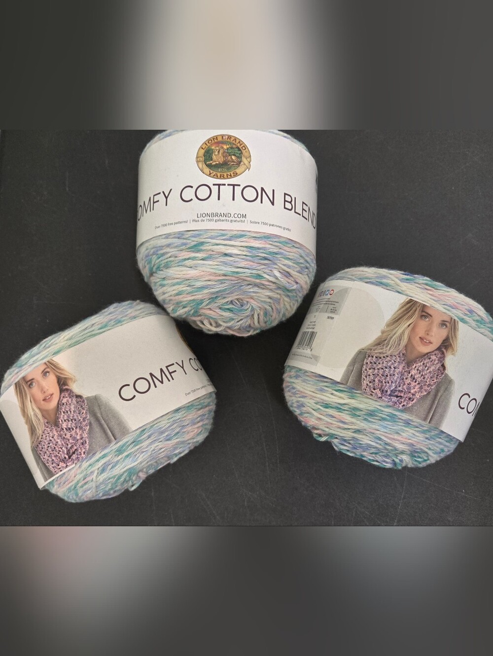 3 CAKES:Lion Brand Comfy Cotton Blend COLOR SUGARCANE